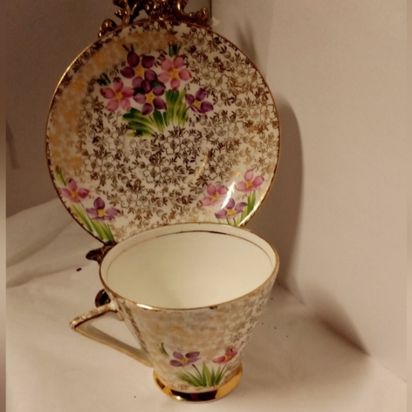 Phoenix Bone China Cup & Saucer Floral Pink Gold ENGLAND Replacements - Picture 1 of 6